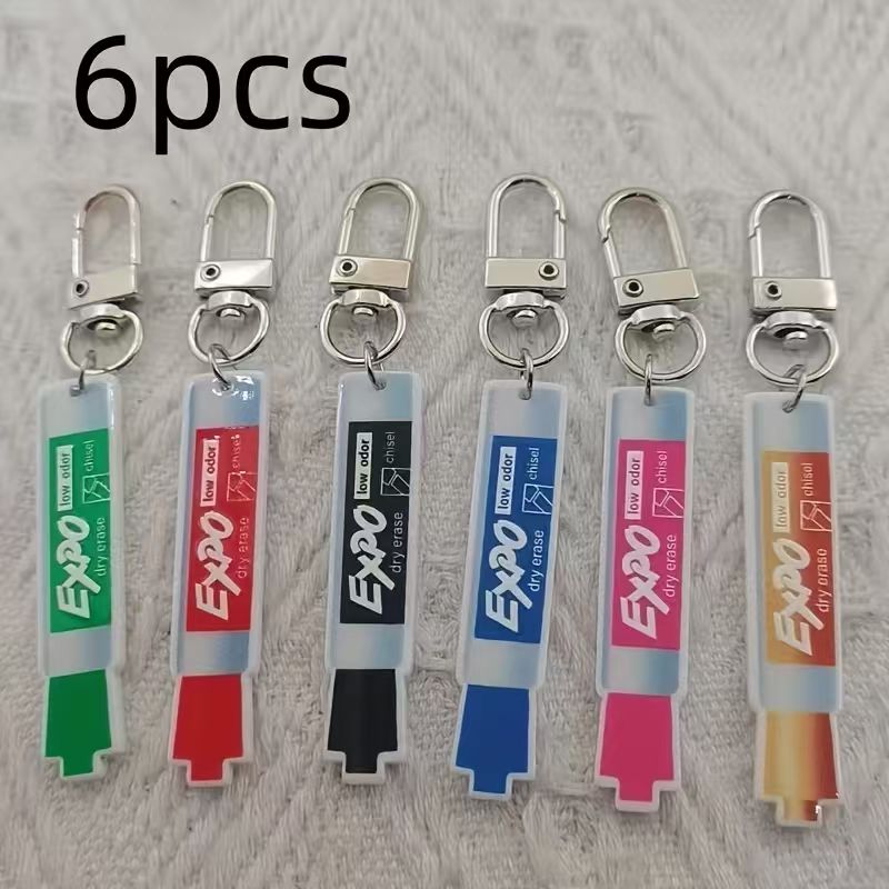 Car Accessories Gifts - 6pcs acrylic pen keychain, alloy hiking