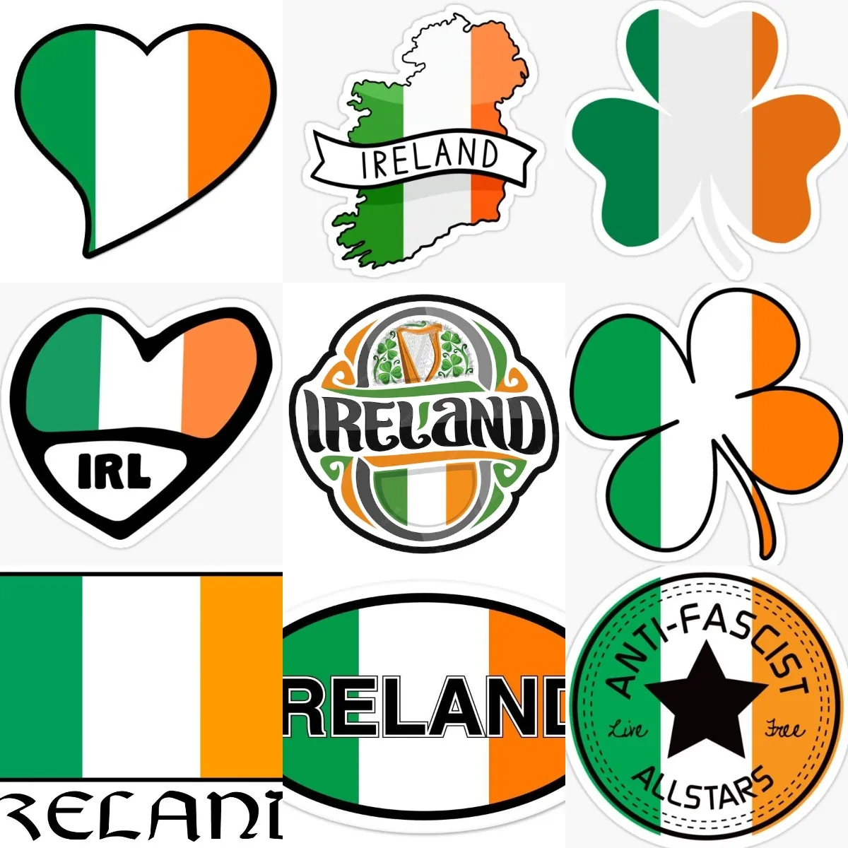 Car Accessories Ireland - Ireland Flag Map Luck Clover Sticker