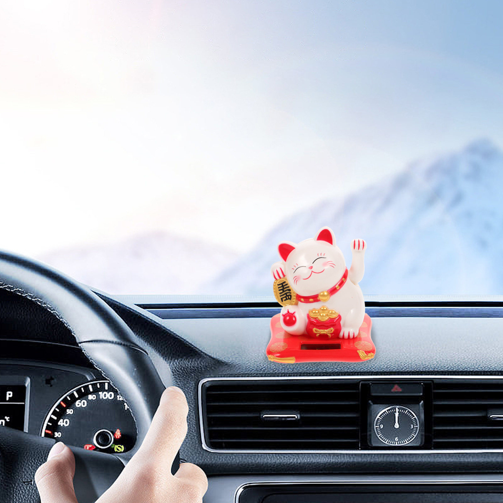 Car Accessories Gift Ideas - 3Pcs Solar Powered Waving Cat Statue