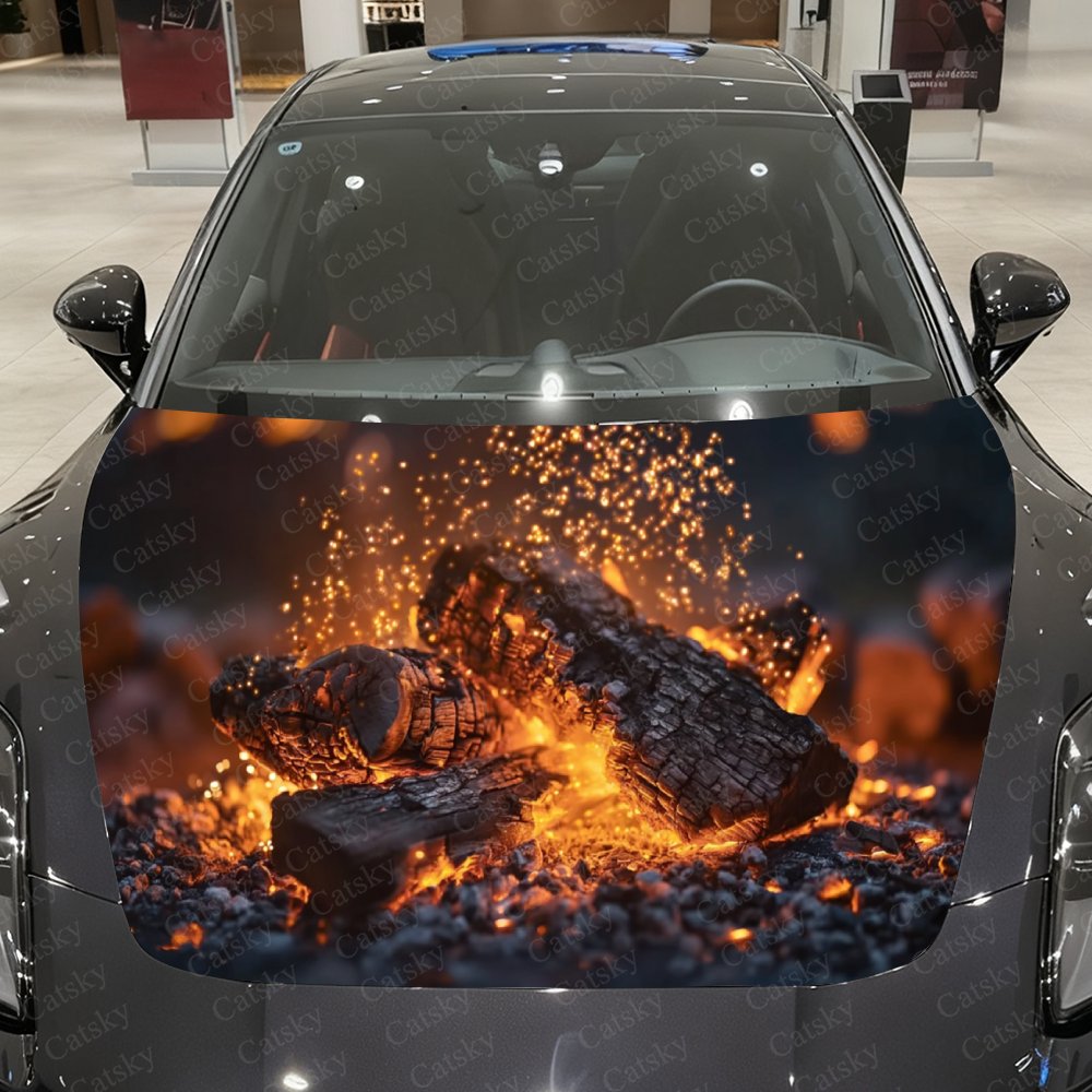 Car Accessories Gift Ideas - Bonfire Pile Car Hood Stickers -