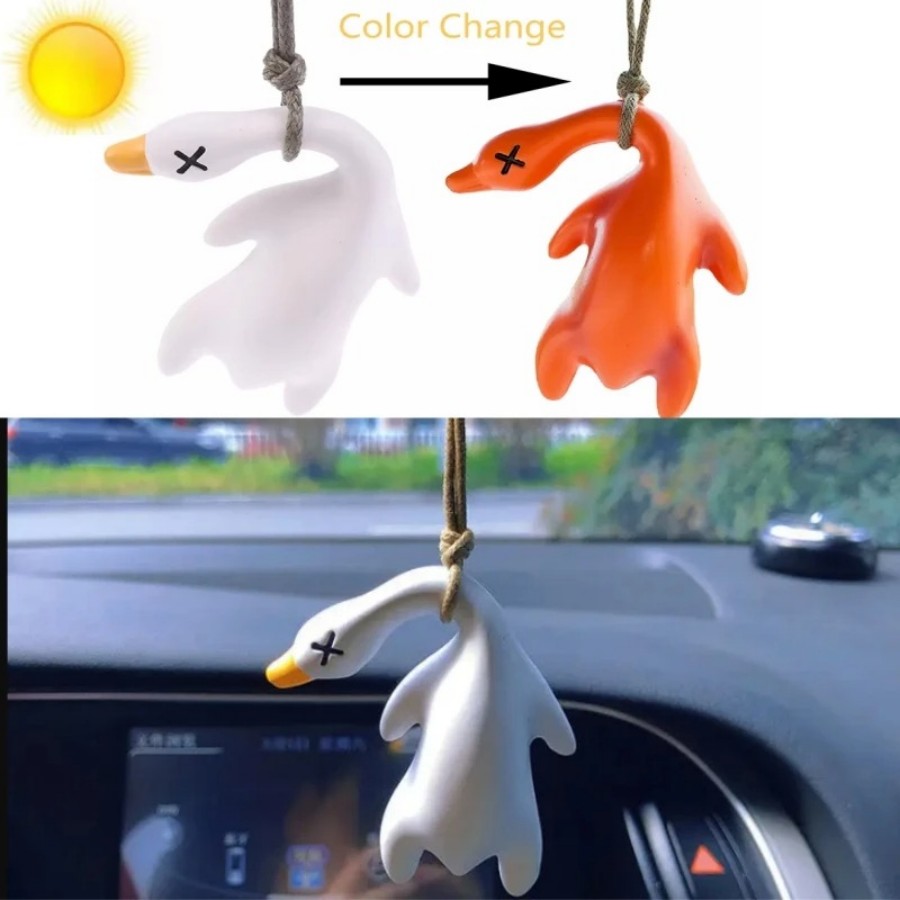 Car Blind Spot Mirror - Color Change Duck Car Ornament Decoration,