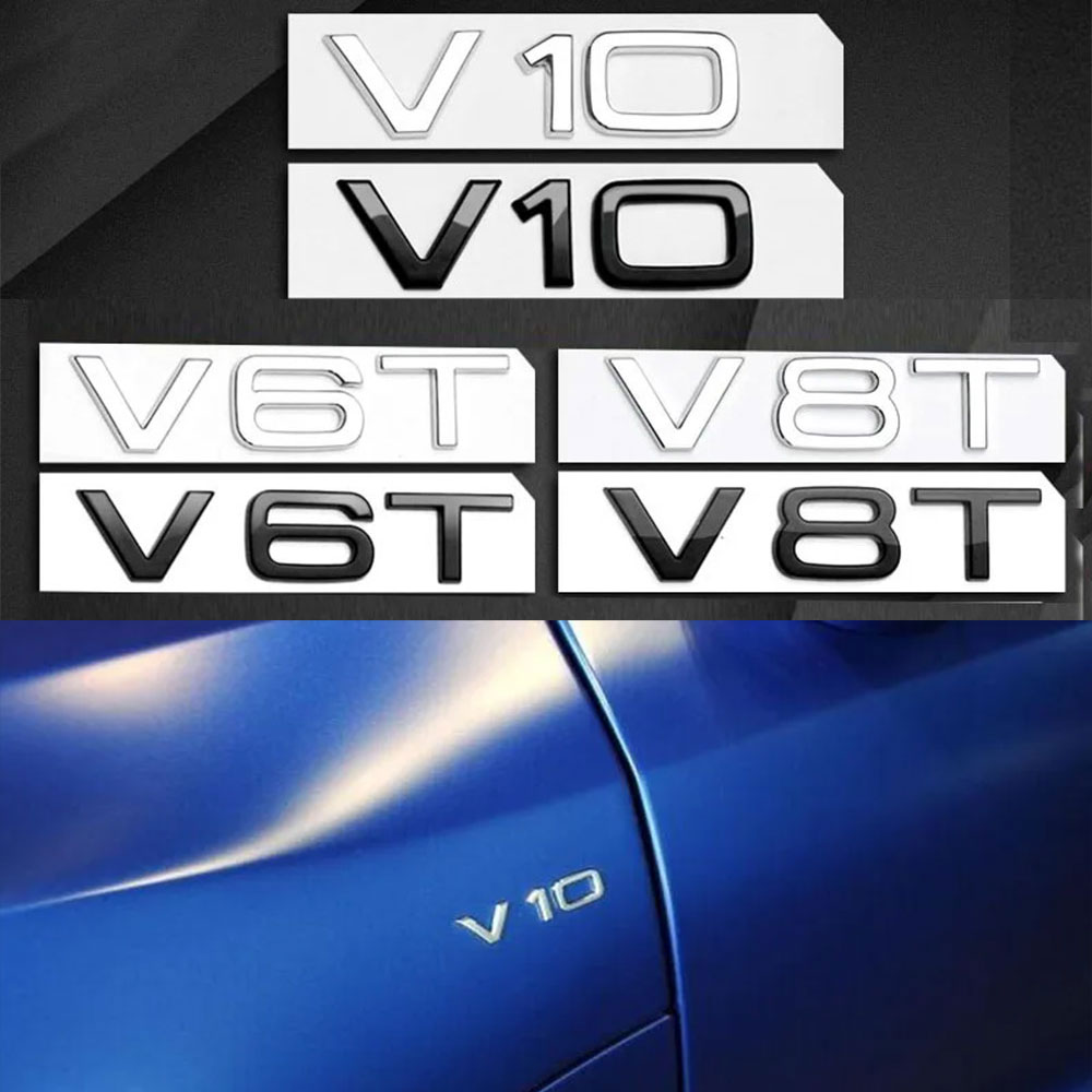 3D ABS Chrome Black Logo V6T V - Car Accessories Logo recension och pris